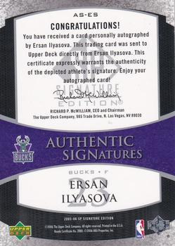 2005-06 SP Signature Edition - Signatures #AS-ES Ersan Ilyasova Back