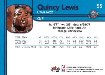 2001-02 Fleer Maximum #55 Quincy Lewis Back