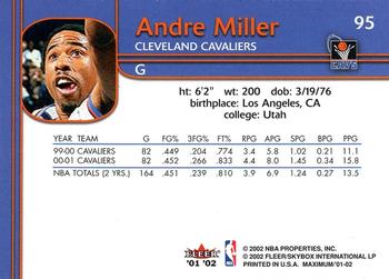 2001-02 Fleer Maximum #95 Andre Miller Back