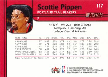 2001-02 Fleer Maximum #117 Scottie Pippen Back