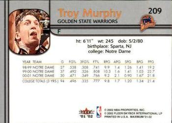 2001-02 Fleer Maximum #209 Troy Murphy Back