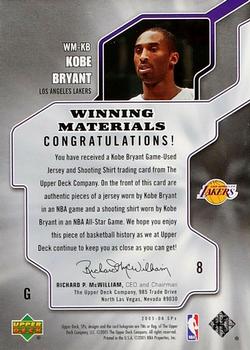 2005-06 SPx - Winning Materials #WM-KB Kobe Bryant Back