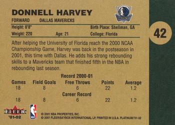 2001-02 Fleer Platinum #42 Donnell Harvey Back