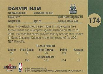 2001-02 Fleer Platinum #174 Darvin Ham Back