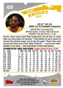 2005-06 Topps 1st Edition #69 Kobe Bryant Back