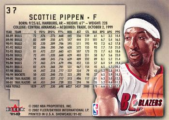 2001-02 Fleer Showcase #37 Scottie Pippen Back