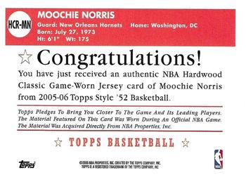 2005-06 Topps 1952 Style - Hardwood Classics #HCR-MN Moochie Norris Back