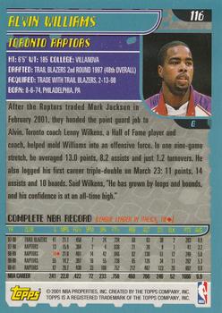 2001-02 Topps #116 Alvin Williams Back