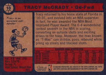 2001-02 Topps Heritage #10 Tracy McGrady Back