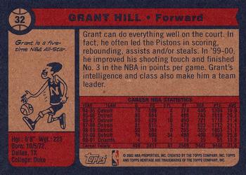 2001-02 Topps Heritage #32 Grant Hill Back