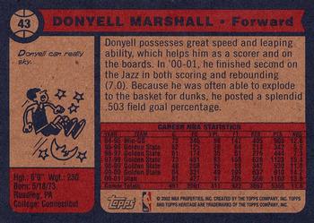 2001-02 Topps Heritage #43 Donyell Marshall Back