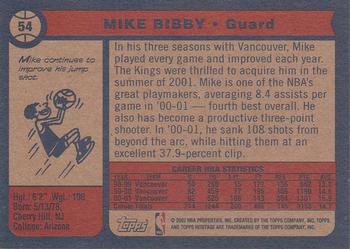 2001-02 Topps Heritage #54 Mike Bibby Back