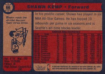 2001-02 Topps Heritage #66 Shawn Kemp Back