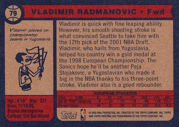 2001-02 Topps Heritage #79 Vladimir Radmanovic Back