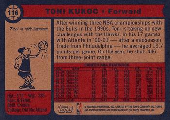 2001-02 Topps Heritage #116 Toni Kukoc Back