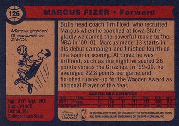 2001-02 Topps Heritage #126 Marcus Fizer Back