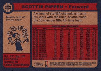 2001-02 Topps Heritage #233 Scottie Pippen Back