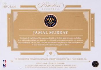 2020-21 Panini Flawless - Horizontal Patch Auto Gold #HPA-JAM Jamal Murray Back