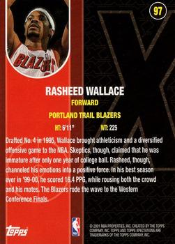 2001-02 Topps Xpectations #97 Rasheed Wallace Back