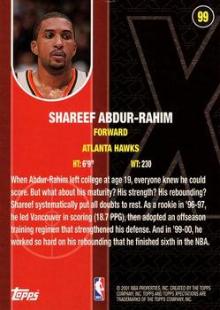 2001-02 Topps Xpectations #99 Shareef Abdur-Rahim Back