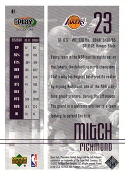 2001-02 UD PlayMakers Limited #41 Mitch Richmond Back