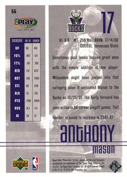 2001-02 UD PlayMakers Limited #55 Anthony Mason Back
