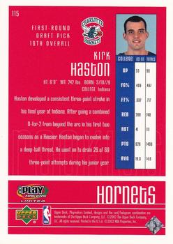 2001-02 UD PlayMakers Limited #115 Kirk Haston Back