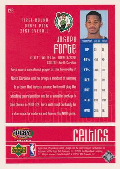 2001-02 UD PlayMakers Limited #129 Joseph Forte Back