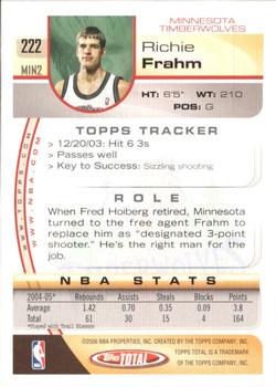 2005-06 Topps Total - Silver #222 Richie Frahm Back