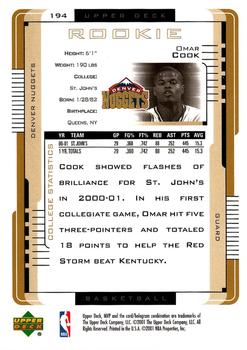 2001-02 Upper Deck MVP #194 Omar Cook Back