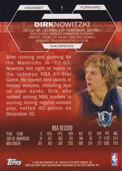 2002-03 Finest #1 Dirk Nowitzki Back