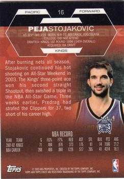 2002-03 Finest #16 Peja Stojakovic Back