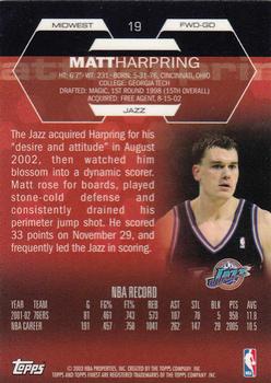 2002-03 Finest #19 Matt Harpring Back