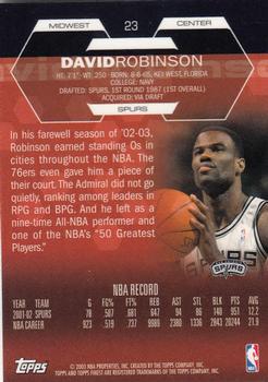 2002-03 Finest #23 David Robinson Back