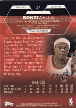 2002-03 Finest #37 Bonzi Wells Back