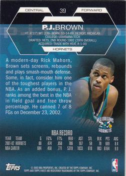 2002-03 Finest #39 P.J. Brown Back