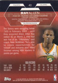 2002-03 Finest #40 Ray Allen Back