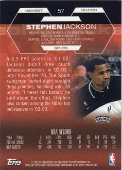 2002-03 Finest #57 Stephen Jackson Back
