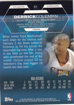 2002-03 Finest #61 Derrick Coleman Back