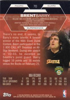 2002-03 Finest #70 Brent Barry Back