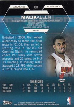 2002-03 Finest #80 Malik Allen Back