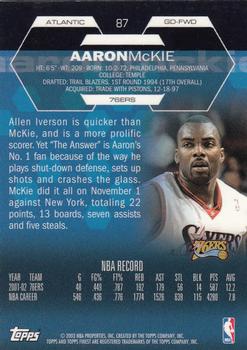 2002-03 Finest #87 Aaron Mckie Back