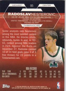 2002-03 Finest #95 Rasho Nesterovic Back