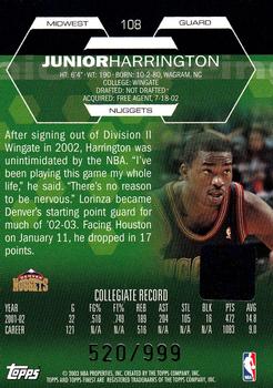 2002-03 Finest #108 Junior Harrington Back