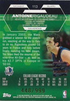 2002-03 Finest #113 Antoine Rigaudeau Back