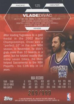 2002-03 Finest #125 Vlade Divac Back