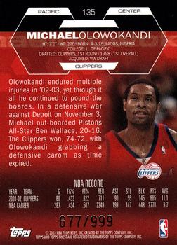 2002-03 Finest #135 Michael Olowokandi Back