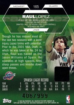 2002-03 Finest #165 Raul Lopez Back
