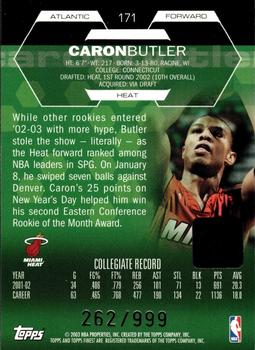 2002-03 Finest #171 Caron Butler Back