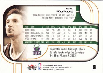 2002-03 Flair #81 Toni Kukoc Back